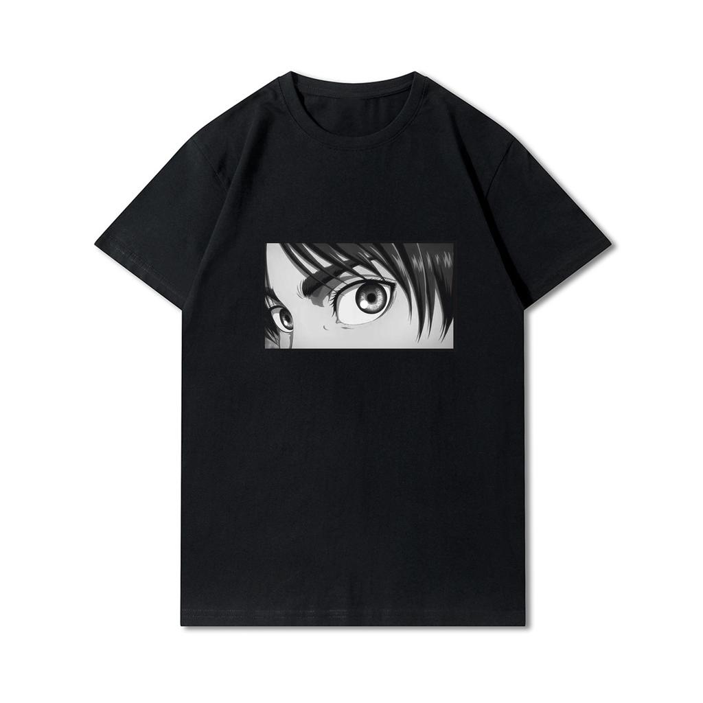 Мужские футболки больших размеров в стиле аниме «Атака Титанов» Levi · Ackerman Eye, топы в стиле панк, летние свободные топы в стиле Харадзюку в готическом стиле с короткими рукавами