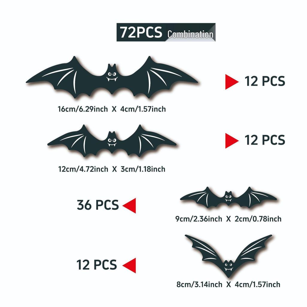 LED Halloween Wall Stickers: Black Bats & Spiders Party Decoration