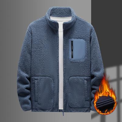 Осенне-зимняя флисовая куртка для активного отдыха для мужчин с воротником-стойкой, теплая куртка из бархата, спортивная и спортивная куртка