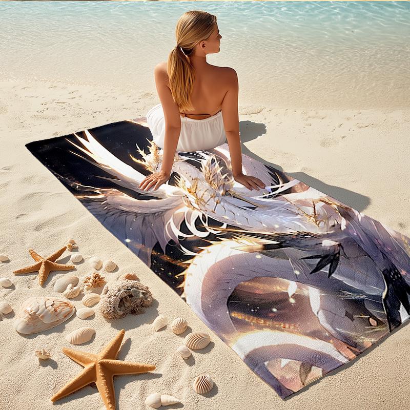 1Pc Mythical Dragon Flight Beach Towel Quick Dry Multiuse For Beach Pool Gym Yoga Home Travel Christmas Halloween Xmas Gift G1246