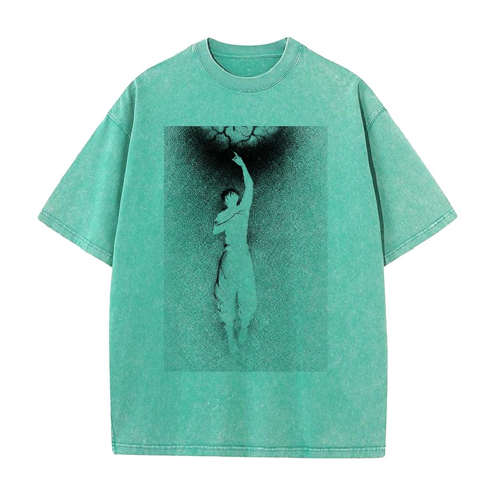 Hot Anime Jujutsu Kaisen Gojo Satoru Print T-shirt Men Women Clothing Cotton Tshirt Retro Washed T Shirt Harajuku Manga Tops