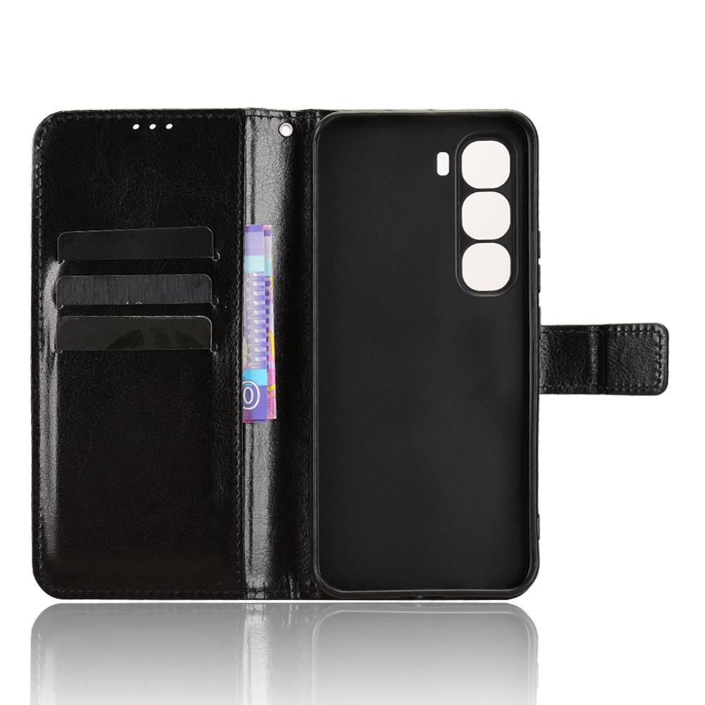 For Infinix Hot 60 Pro 4G PU Leather Case with Strap Crazy Horse Texture Phone Wallet Cover