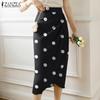 ZANZEA Women Polka Dot High Waist Elegant Casual Slimming Midi Skirts