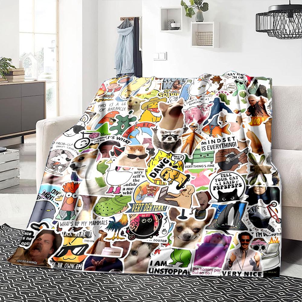 Retro Cartoon Characters Blanket Soft Throw Blanket For Home Bedroom Bed Sofa Travel Office Solid Christmas Blanket