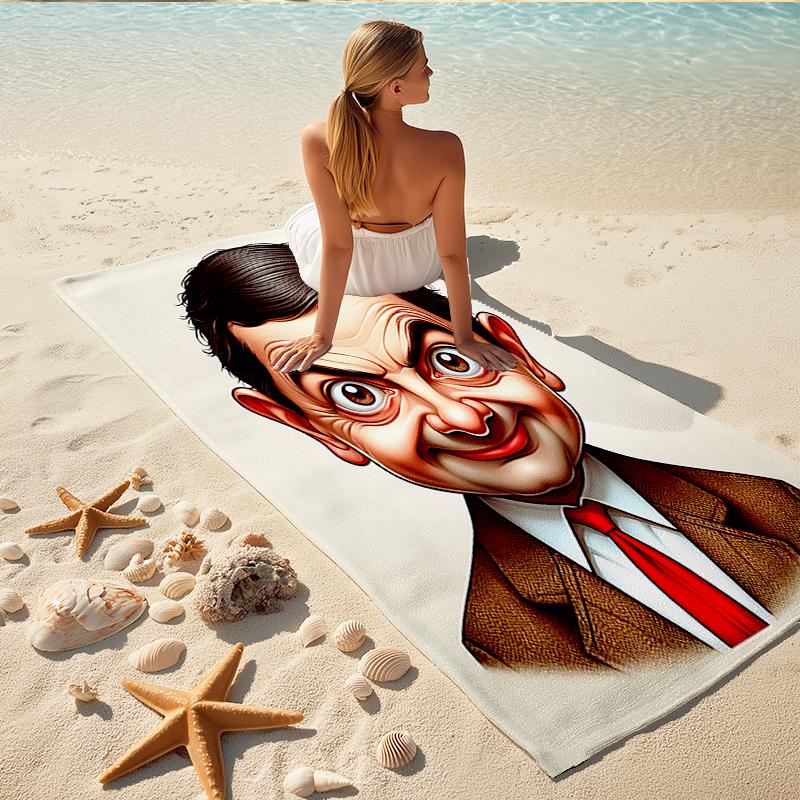 1Pc Mr Bean'S Adventures Beach Towel, Quick Dry, Multi-Use for Beach Pool Gym Yoga Home Travel, Christmas, Halloween, Xmas Gift M92976