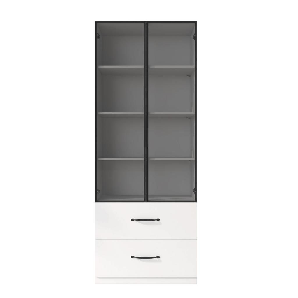 LED Display Cabinet 60×40×160 cm with Drawers, Aluminum Frame, Tempered Glass Doors and Soft-Closing Hinges, Multicolor LED