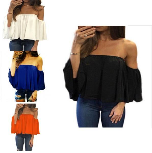 Premium Quality Fashion Women's Summer Off Shoulder Long Sleeve Casual Blouse