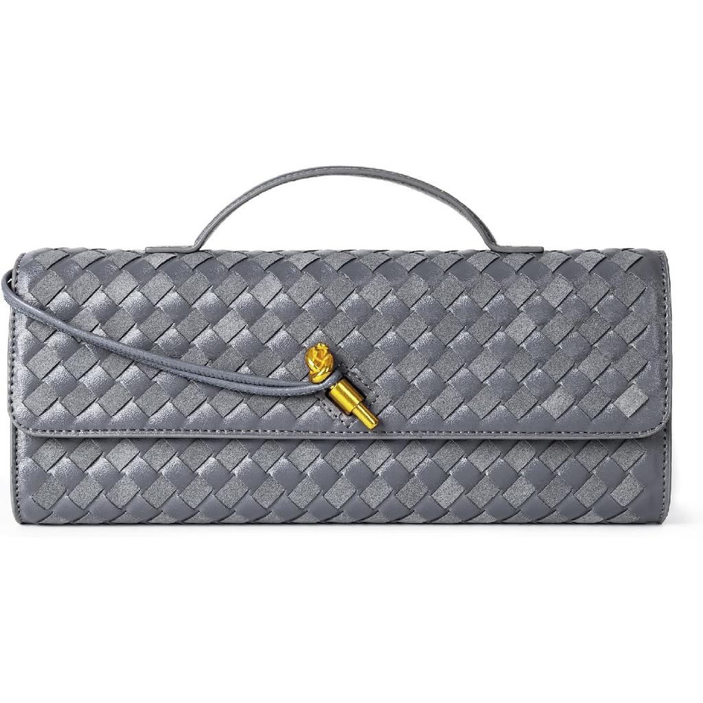 Joryin Woven Purse for Women Evening Clutch Woven Leather & Suede Handbags Crossbody Bag Suede Purse Formal Evening Bag