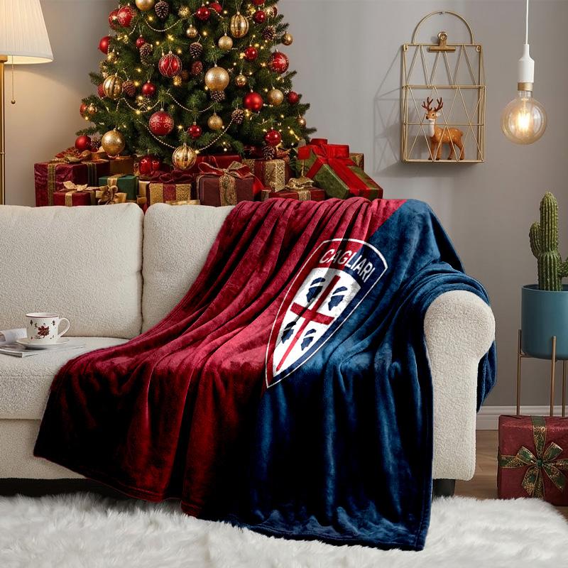 Cagliari Football Club Crest Throws Blanket Flannel Blankets Plush for Couch Bed Gifts for Men Women Travel picnic blanket Christmas fan gifts
