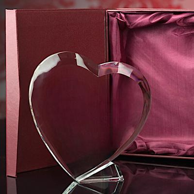 Large Crystal Heart 15x15 Cm Statuette Award Gift for Engraving or Printing with Decorative Case