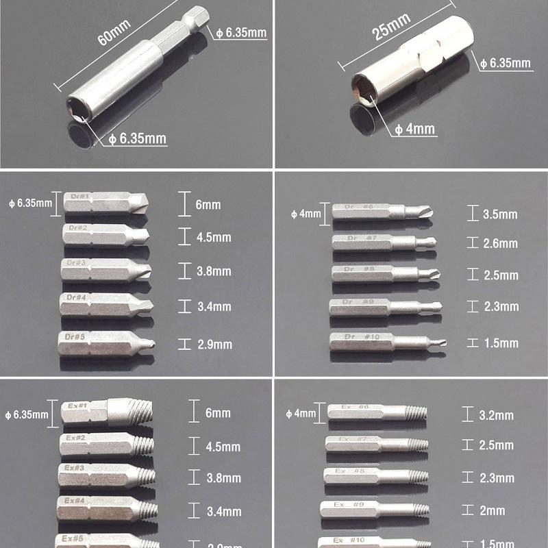 Набор для извлечения поврежденных винтов, разборные винты, шпилька, скользящие зубцы, снос, зачищенные инструменты для удаления сломанных винтов