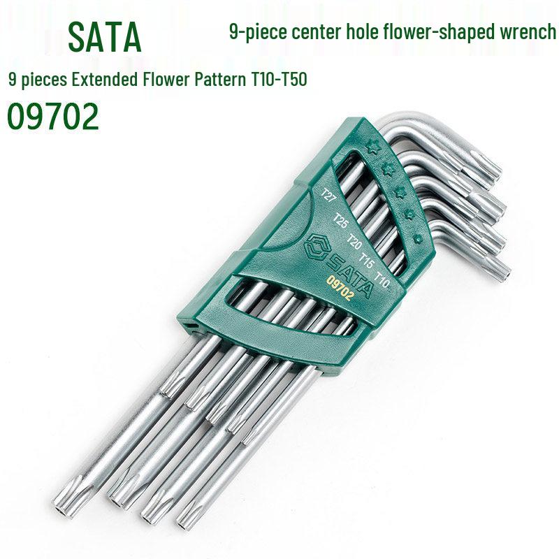 SATA Набор из 9 удлиненных шестигранных ключей-звездочек с центральным отверстием 09702