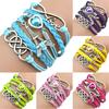 Women Eiffel Tower Cuff Multilayer Faux Leather Friendship Bracelet Bangle Chain
