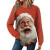 Женская Мода Повседневный Свободный Топ с Круглым Вырезом и Длинным Рукавом с Рождественским Принтом