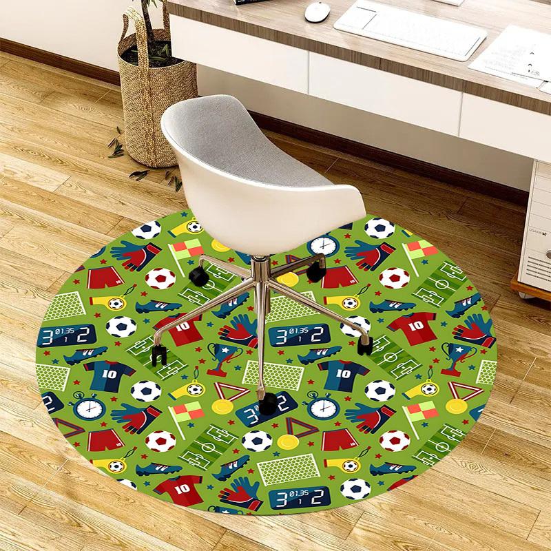 1pc Office Carpet Chair Mats Soccer-themed circular pattern Perfect for Decorating Office Chairs, Living Rooms, Or Bedrooms