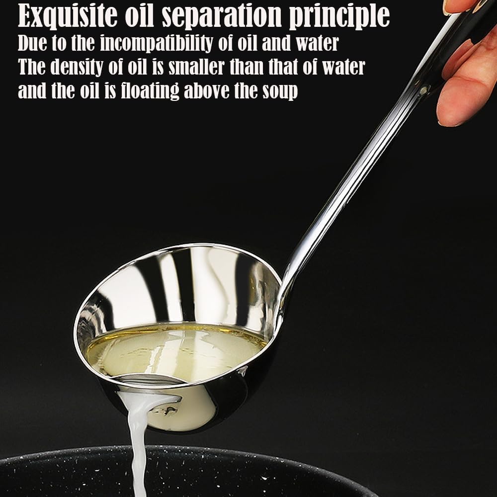 Ковш для сепаратора жира, ковш для сепаратора масла из нержавеющей стали 18/8, ковш для супа, 12,6-дюймовый сепаратор для соуса, пищевого жира, сито для удаления кулинарного жира