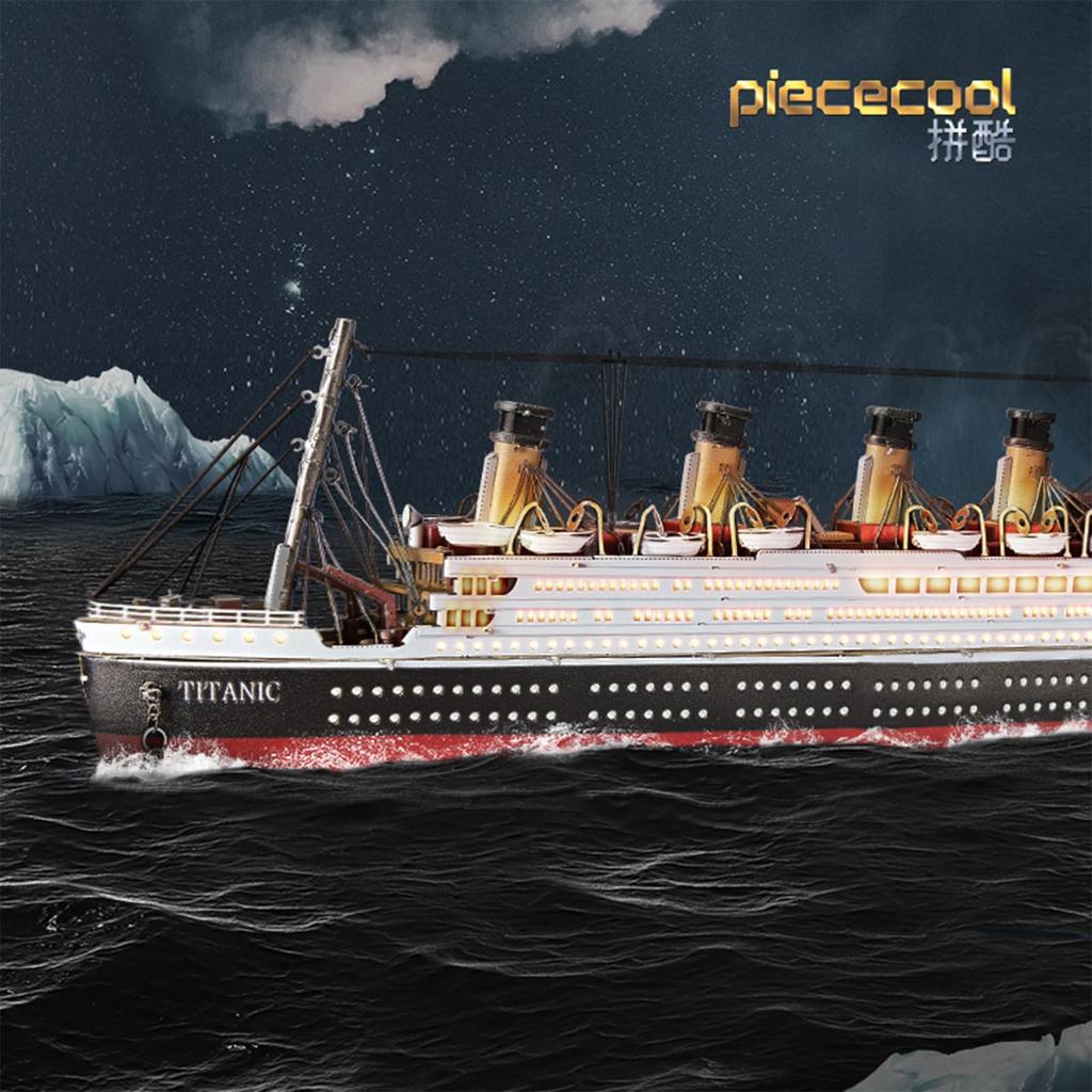 Piececool Titanic 3D Puzzle, British Luxury Cruise Ship, Metallic Nano Puzzle, 3D Metal Puzzle, Metal, Assembly Required, No Glue Required, 4-Star