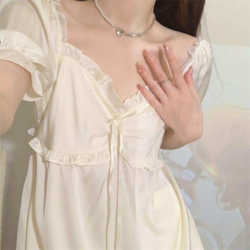 Женская пижама из ледяного шелка в сладком стиле, летний комплект домашней одежды Pure Desire с короткими рукавами