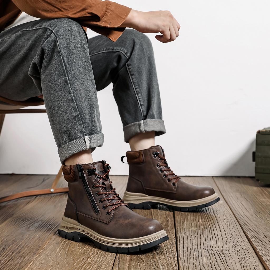 Водонепроницаемая защитная обувь Комфорт Мужская для работы Стальной подносок Промышленные ботинки Мужская защита Кевларовые стельки Ботинки на платформе