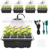 5pcs 12 Cells Plant Seeds Grow Box Full Spectrum LED Grow Light Seed Starter Kit Seedling Trays Germination Box Trays