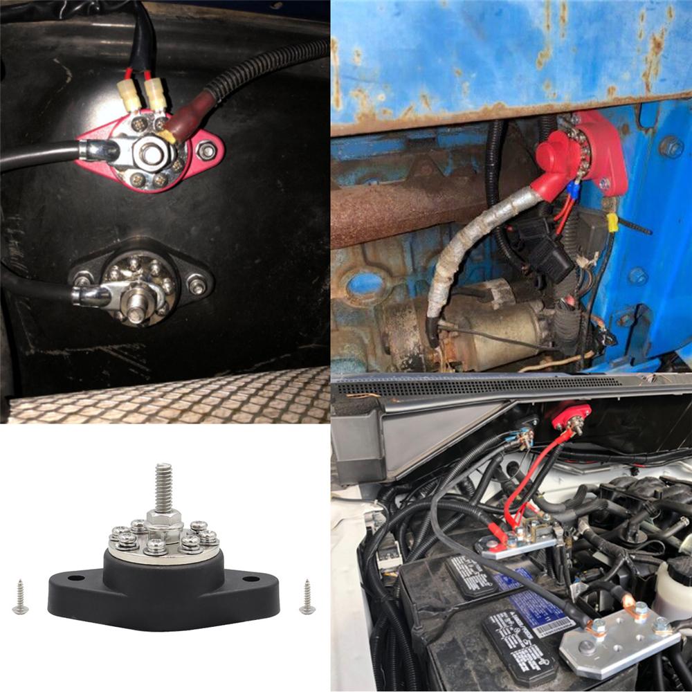 Black Battery Junction Post Bus Bar Power Distribution Block M6 Stud Terminal