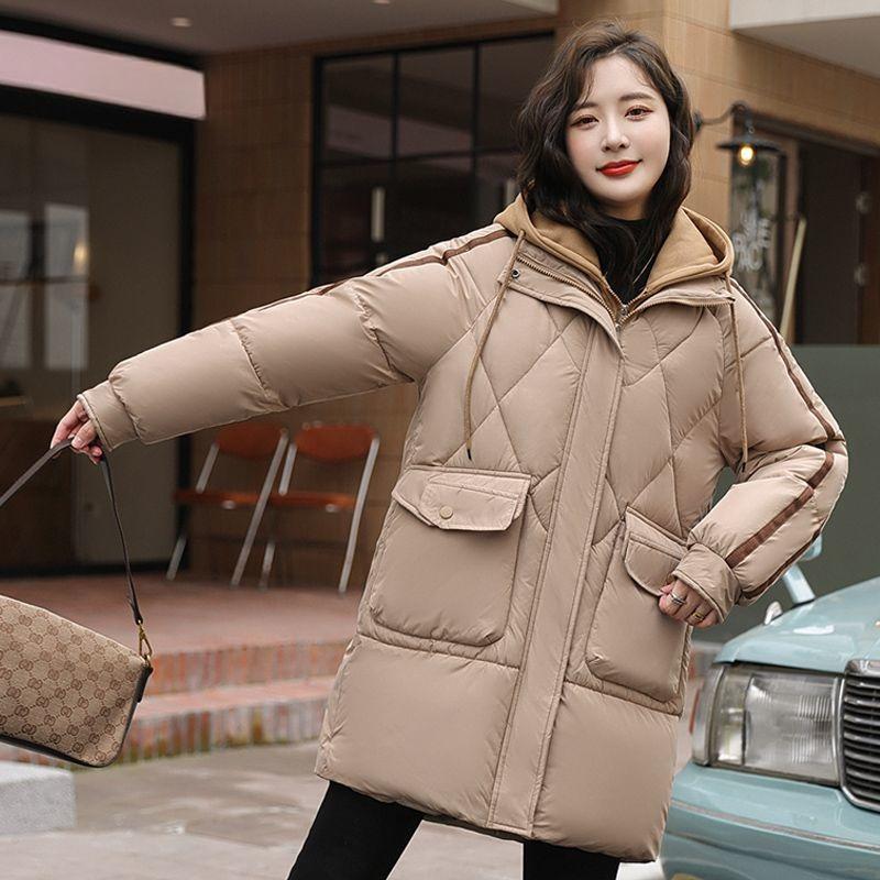 Свободное Теплое Зимнее Пуховое Хлопковое Пальто Женское Длинное Стеганое Пальто Поддельный Двойной Толстое Зимнее Пальто