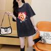 Summer Women's Design Sense Niche Loose Washed and Old Short Sleeve T-shirt