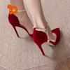 Изысканный дизайн ниши каблука туфли на высоком каблуке 2025 осень новинка острый носок жемчужно-красный сумка на голову французский ремешок одинарные туфли