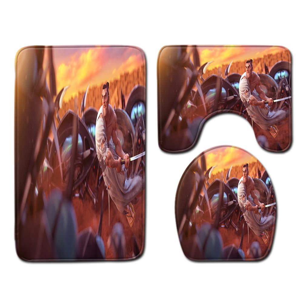 Анимация Коврик для ванной комнаты Трехкомпонентный ковер для ванной комнаты Набор ковриков для туалета Придверный коврик Нескользящий коврик для ванной комнаты