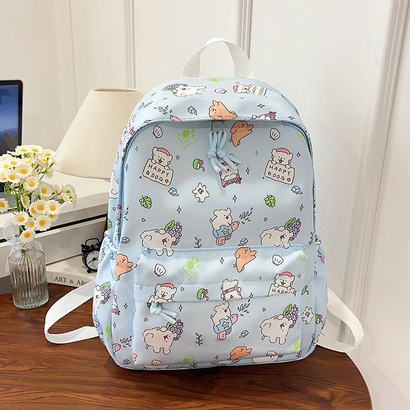 Small Fresh and Versatile Cute Girl Schoolbag Lightweight Cartoon Doodle Large Capacity Backpack for Primary and Secondary School Students