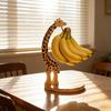 Banana Holder Stand Wood Giraffe with Stainless Steel Hook Giraffe Design Bananas Hanger Fruit Keeper for Kitchen Counter under Cabinet
