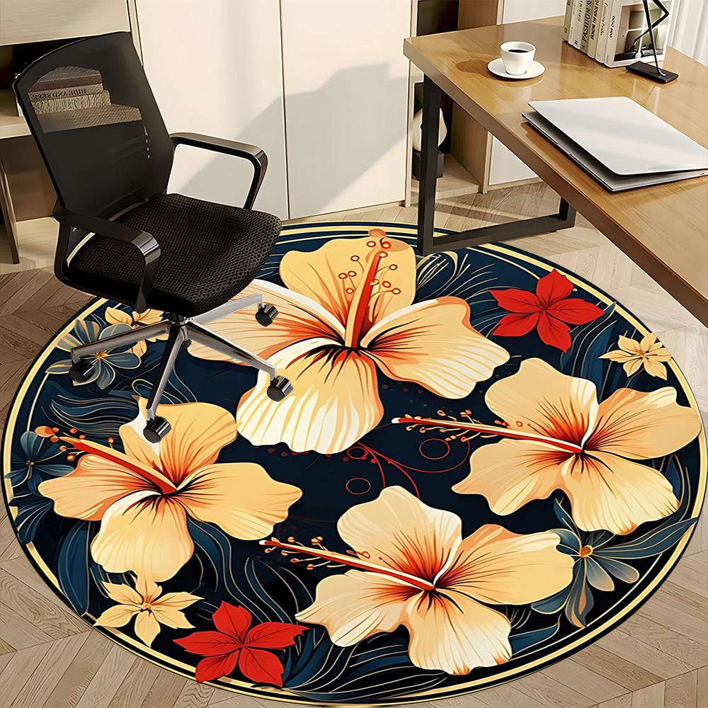 1PC Tropical Floral Print Chair Carpet for Office Non-Slip, Lightweight, Machine Washable Rug for Office, Sleeping, Room - Holiday Decoryy251009030