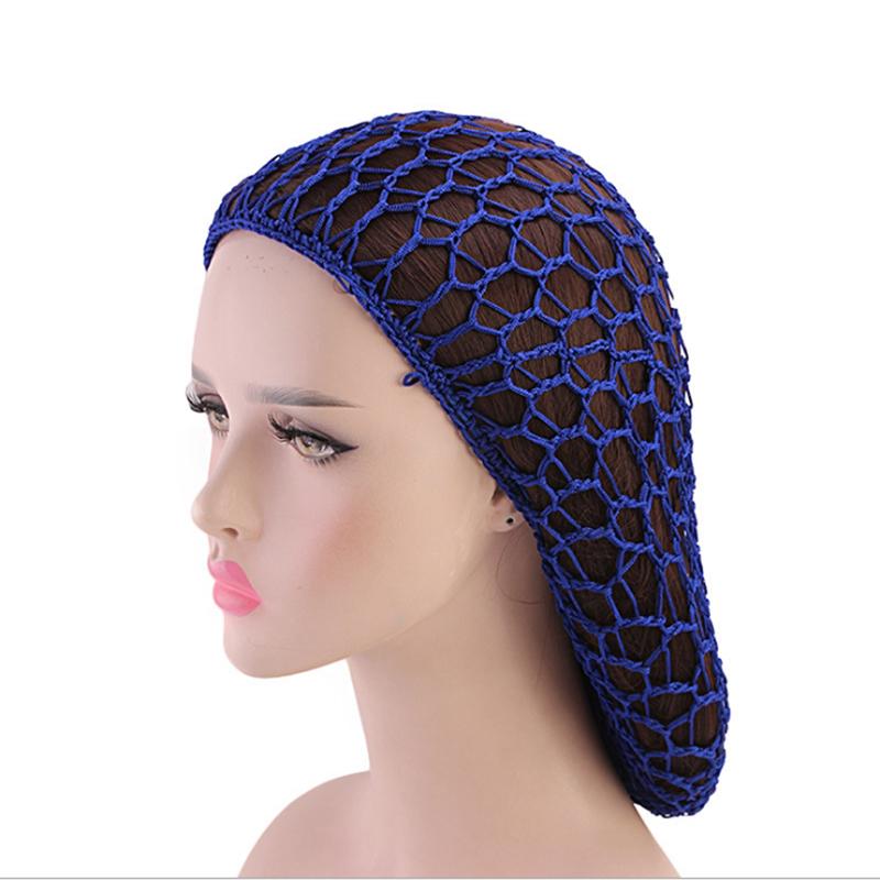 Сплошной цветной шарф, ночной чехол, тюрбан, женская сетка для волос, вязаная крючком шапка