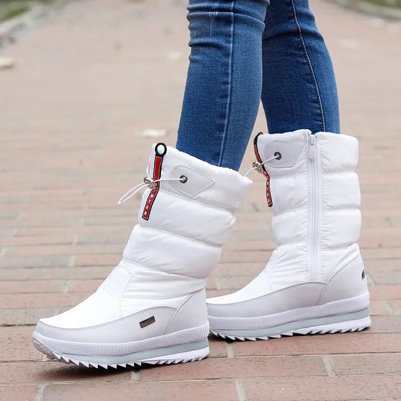 Женские зимние сапоги, зимние ботинки на платформе, толстые плюшевые непромокаемые нескользящие ботинки, модная женская зимняя обувь на теплом меху, Botas mujer