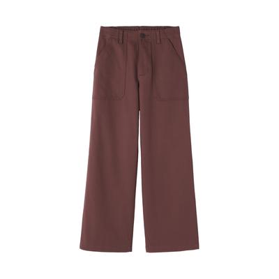 MUJI Стирка Хлопок Твил Прямые Брюки Пекаря Размер BE1Y1A5A Женские, Коричневый, L,