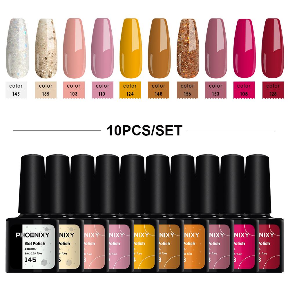 PHOENIXY 111 Colors of Gel Nail Polish Bright and Colorful Gel Lacquer for UV Gel Nails Soak-off UV LED Semi-Permanent Gel Varnishes
