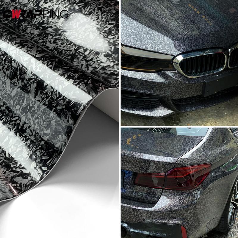 High Quality Glossy Black PET Forged Protector Film Car Carbon Vinyl Film Self Adhesive Roll Waterproof Stickers Car Accessories