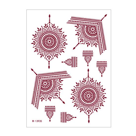 Red Henna Tattoo Kit, Waterproof Henna Tattoos Stickers, Temporary Tattoo Stickers for Women Wedding Party Festival Decorations