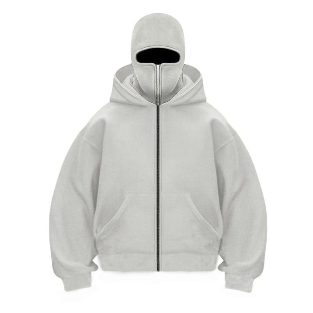 Мужской кардиган с двойным капюшоном, свободный, уличный, модный, на молнии