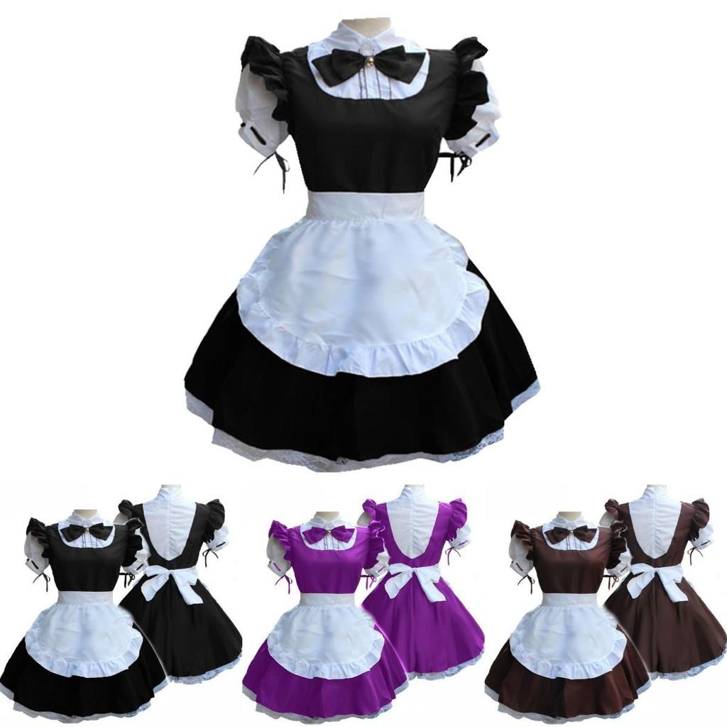 Женское ретро платье горничной с коротким рукавом, милым кукольным воротничком и принцессной эстетикой