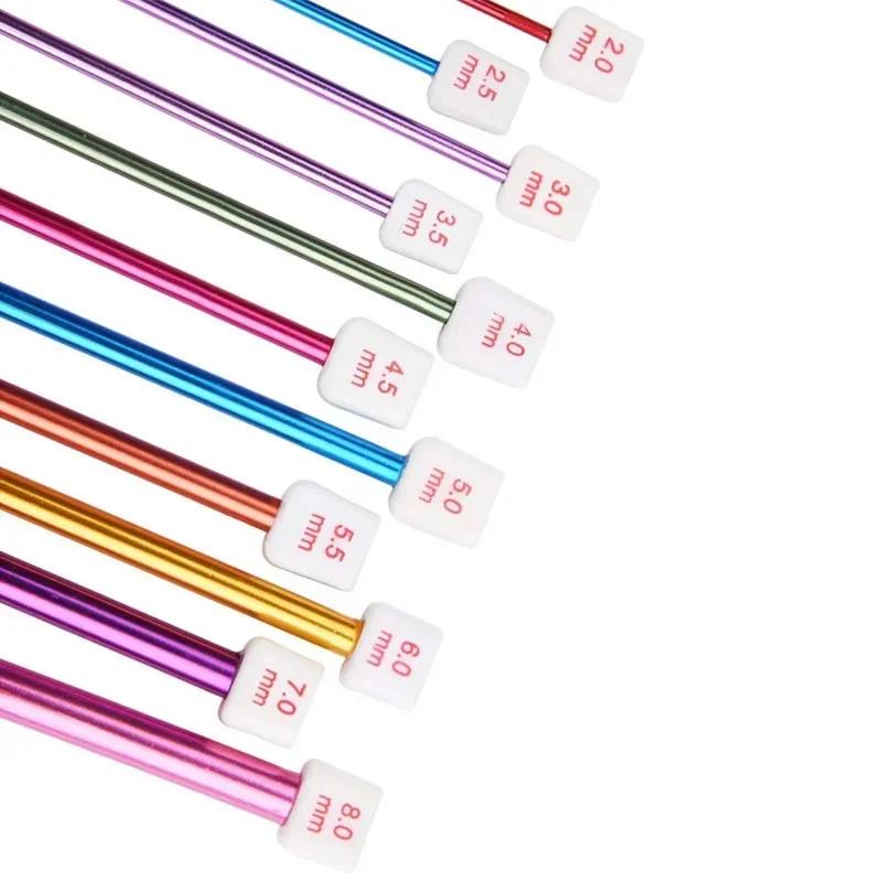 Мода 11 Размер Тунисские Афганские Крючки Для Вязания Многоцветные Алюминиевые Спицы Крючок Многоцветный 2 - 8 мм