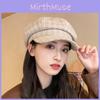 Retro Beret With Grid Printing Design Suitable For Daily Dressing Outdoor