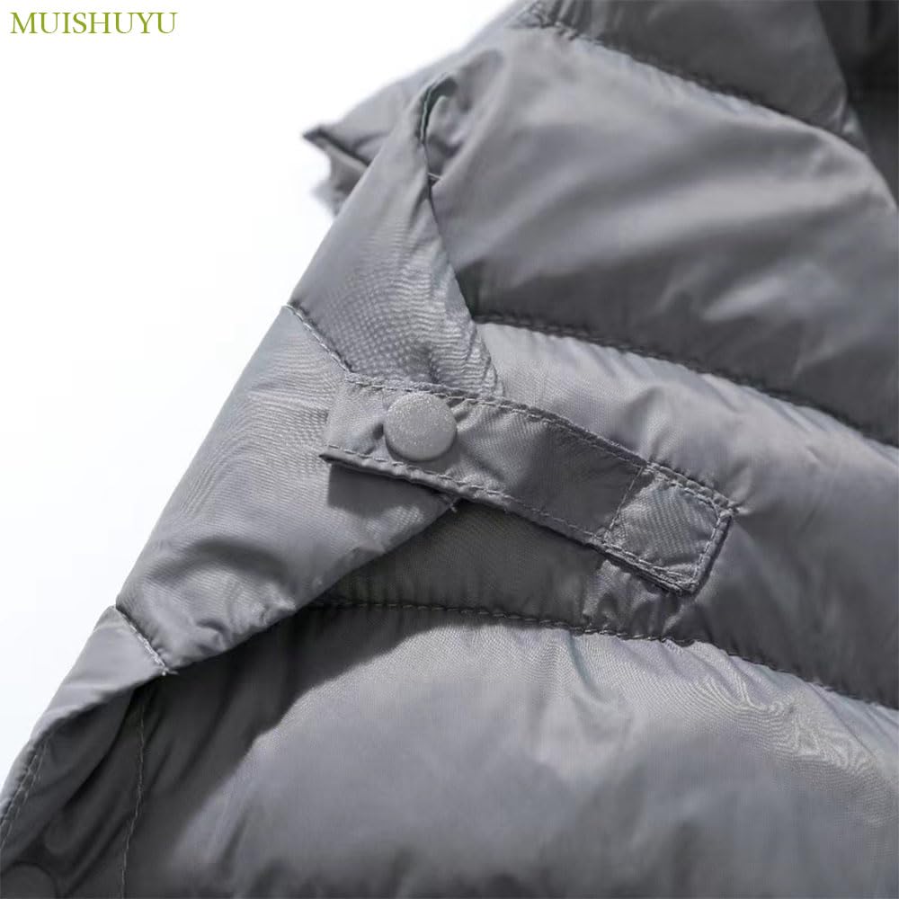 MUISHUYU Ultra-Light Inner Down Vest, 2-Way Neck, Men’s (M / Gray)