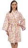 Women Floral Print Kimono Robe With Belt Wedding Nightwear Cover Up -