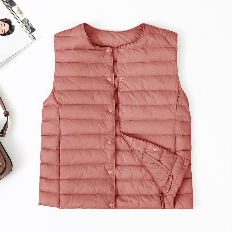 Женская 2025 Легкая Приталенная Куртка Пуховик с Коротким Круглым Вырезом - Теплая 90% Утиный Пух