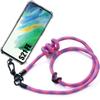 Lanyard Case for Samsung Galaxy S21 FE Enhanced Shockproof Protection with Detachable Pink Lanyard