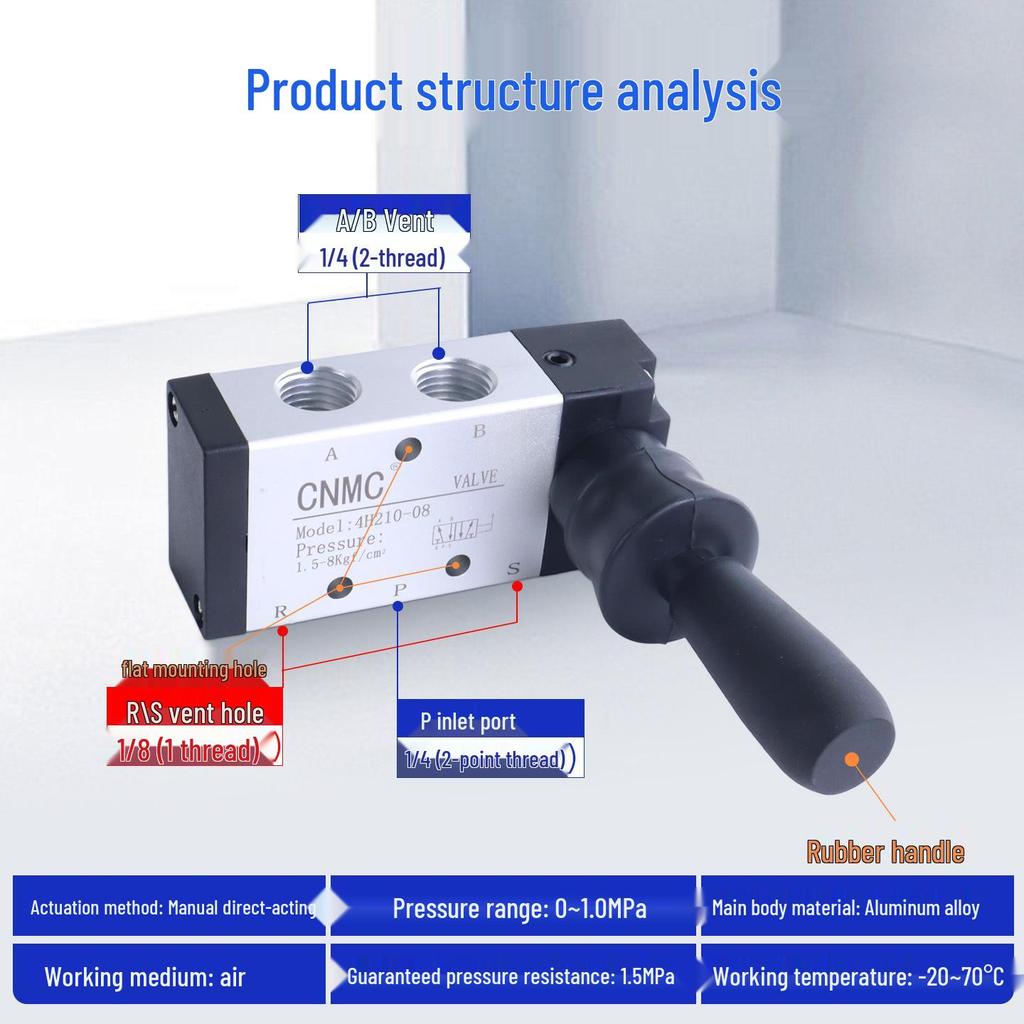 Two-position, five-way pneumatic hand lever valve for smooth, responsive manual control.