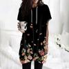 Women's  Hoodies Casual Short Sleeve Shirts Fashion Print Tunic Tops With Pockets