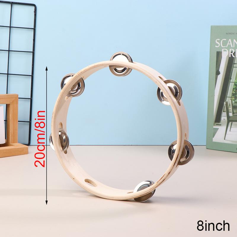 4/6/7/8/10-дюймовые ручные барабаны, игрушки, образование, музыкальный инструмент Орфа, бубен, колокольчик с ручкой, однорядный деревянный бубен с кольцами