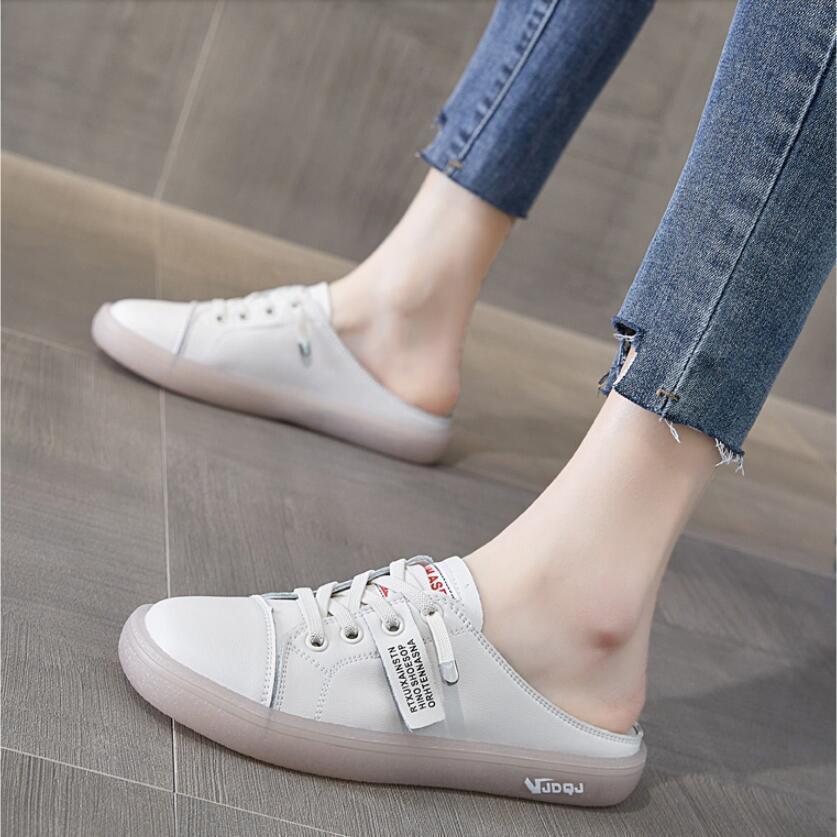 Обувь Job Off White Лето 2024 Мюли Шлепанцы Кожаные женские тапочки и сандалии для девочек Низкий каблук Круглый носок Повседневная обувь Y